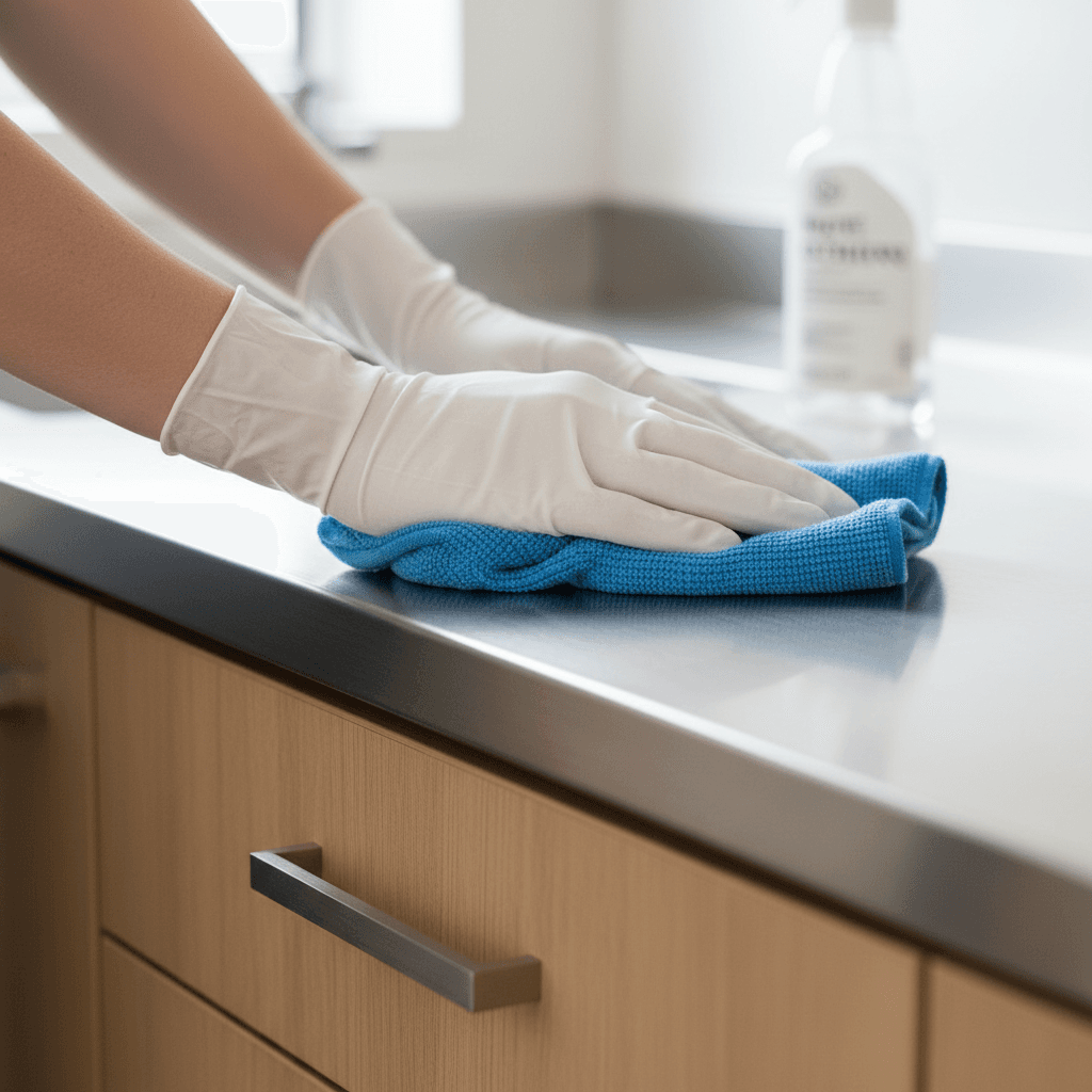 Clean kitchen counter after a deep clean