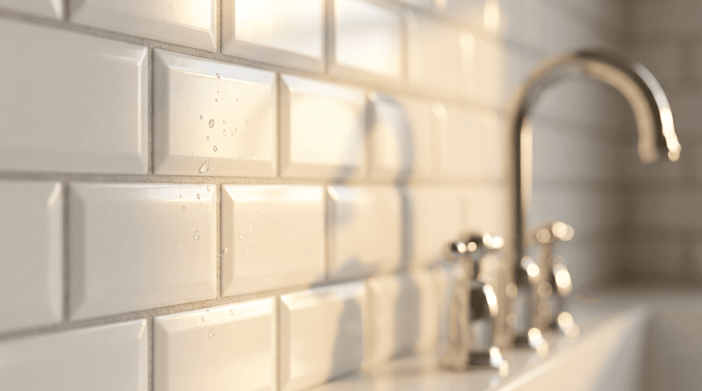 White subway tile backsplash in a modern kitchen